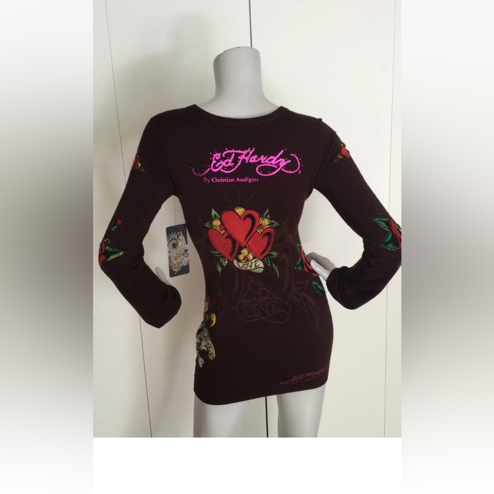 Ed Hardy Phinestone Love Kills Slowly Dress Size S